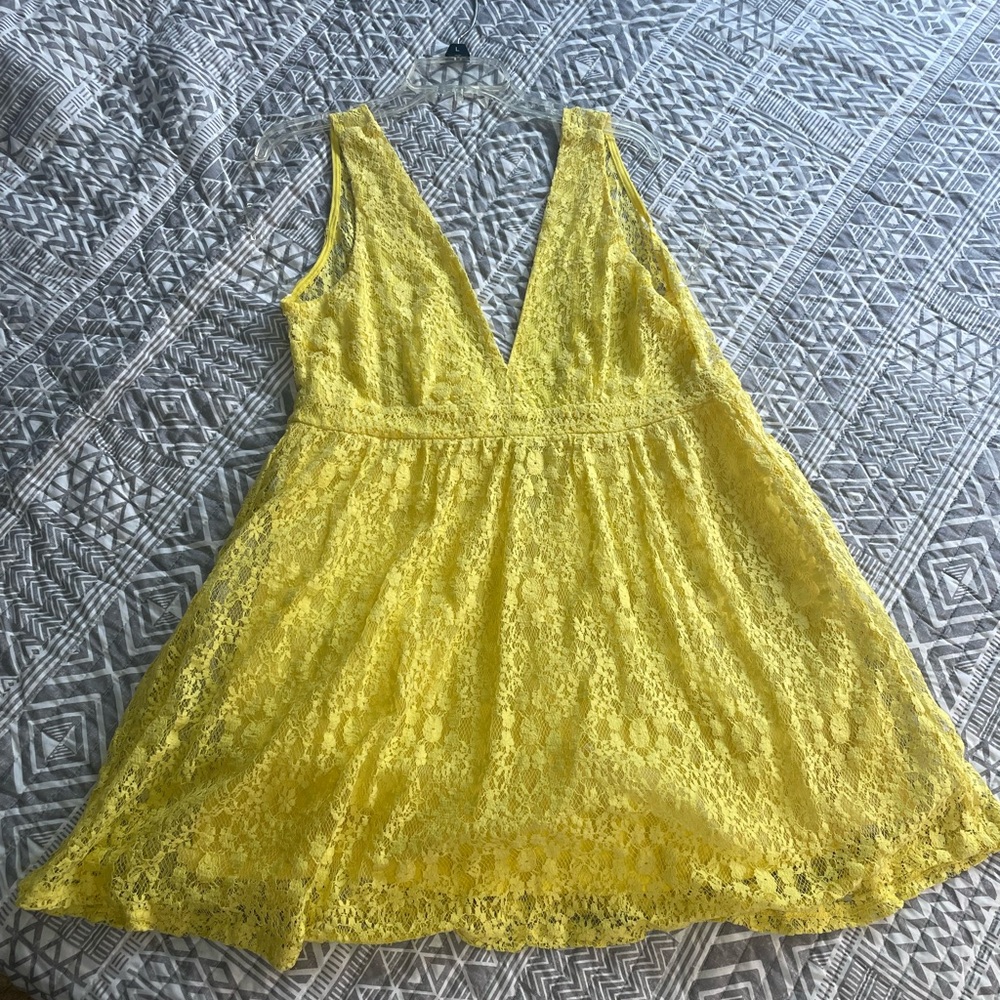 Yellow Lace Mini Dress